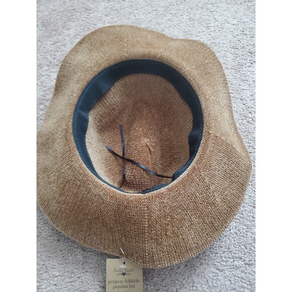 Britt’s Knits Getaway Panama Hat Brown Foldable Chenille Women's NWT - Picture 4 of 6